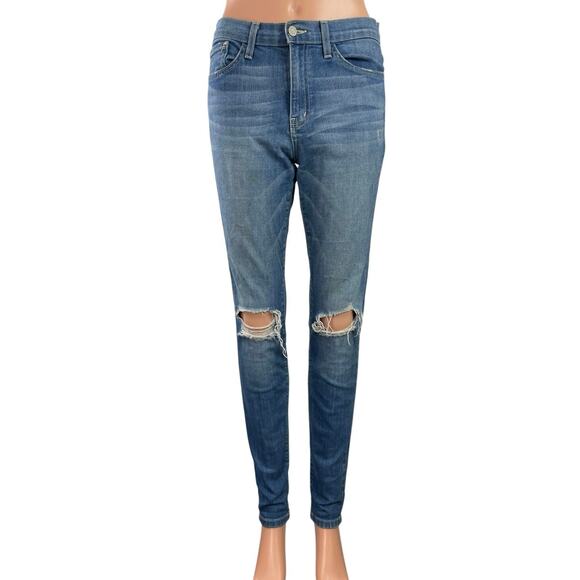 Flying Monkey Denim - Flying Monkey Women's Blue High Waisted Distressed Skinny Denim Jeans Size 29